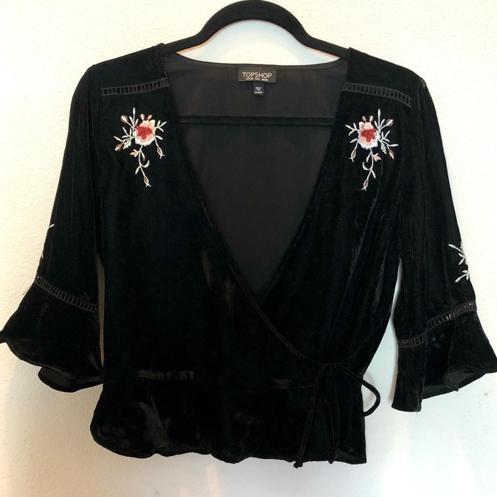 Topshop velvet wrap top